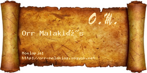 Orr Malakiás névjegykártya